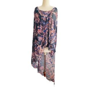 ALL SAINTS Draconis Tunic Top Silk Draped Scarf Beaded Sheer Sequin 6